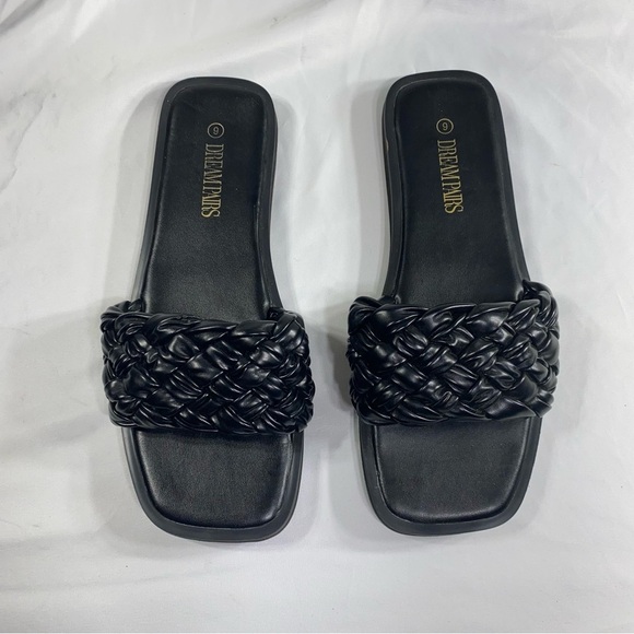 Dream Pairs Women’s Braided Strap Square Toe Open Toe Slide - Picture 6 of 6